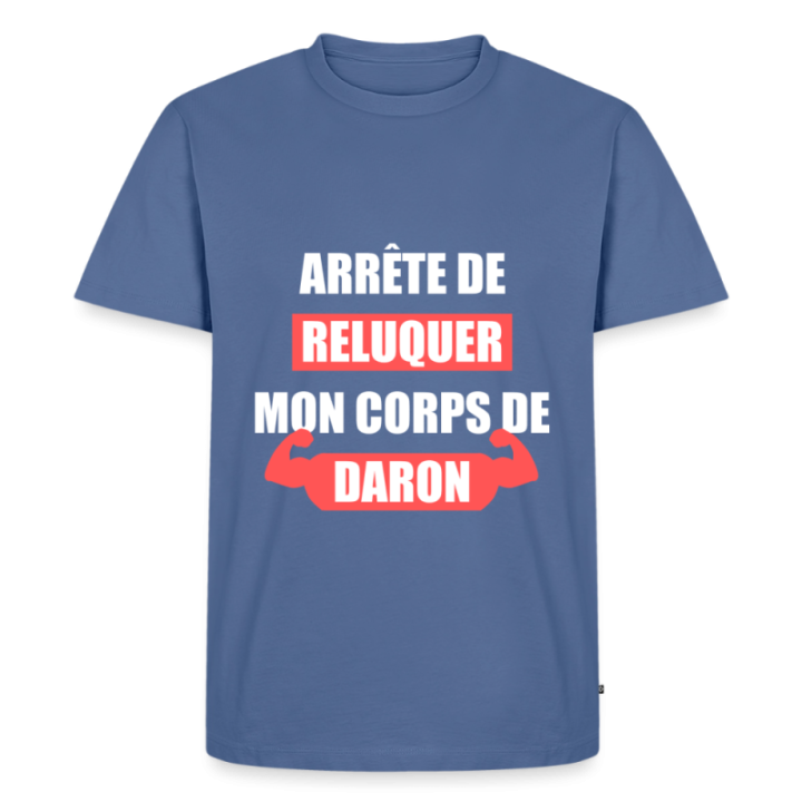 T-shirt premium homme - Mon corps de daron - bleu pigeon - front