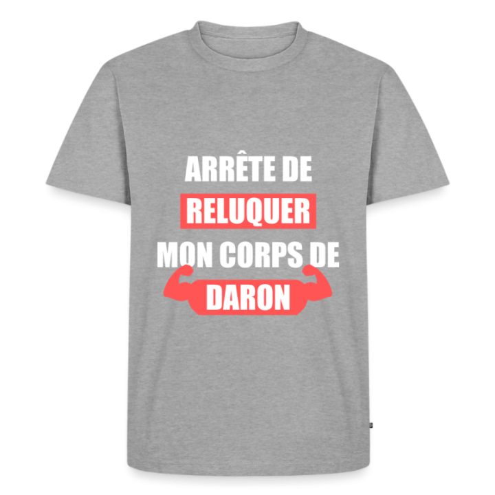 T-shirt premium homme - Mon corps de daron - gris chiné - front