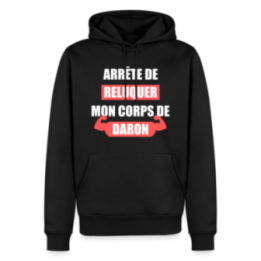 Sweat-shirt à capuche premium homme - Mon corps de daron - noir - front