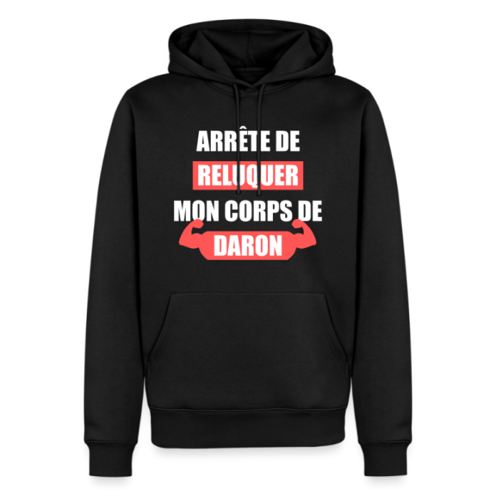 Sweat-shirt à capuche premium homme - Mon corps de daron - noir - front