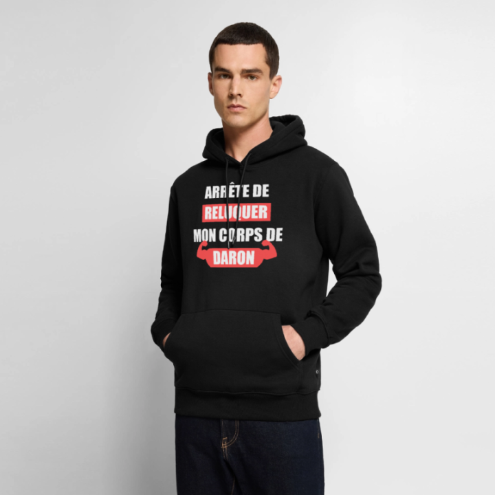 Sweat-shirt à capuche premium homme - Mon corps de daron - noir - front