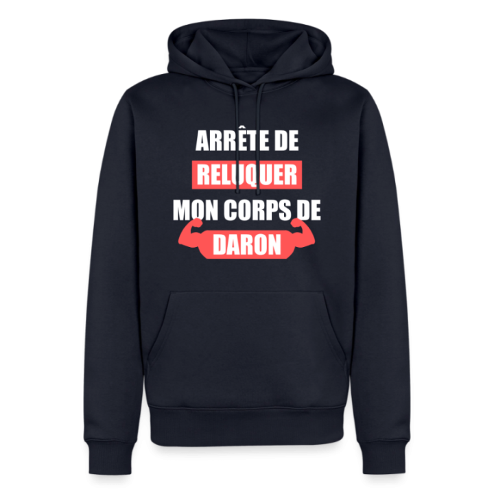 Sweat-shirt à capuche premium homme - Mon corps de daron - bleu marine - front