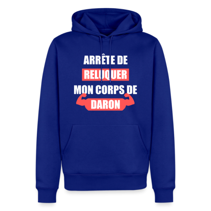 Sweat-shirt à capuche premium homme - Mon corps de daron - bleu roi - front