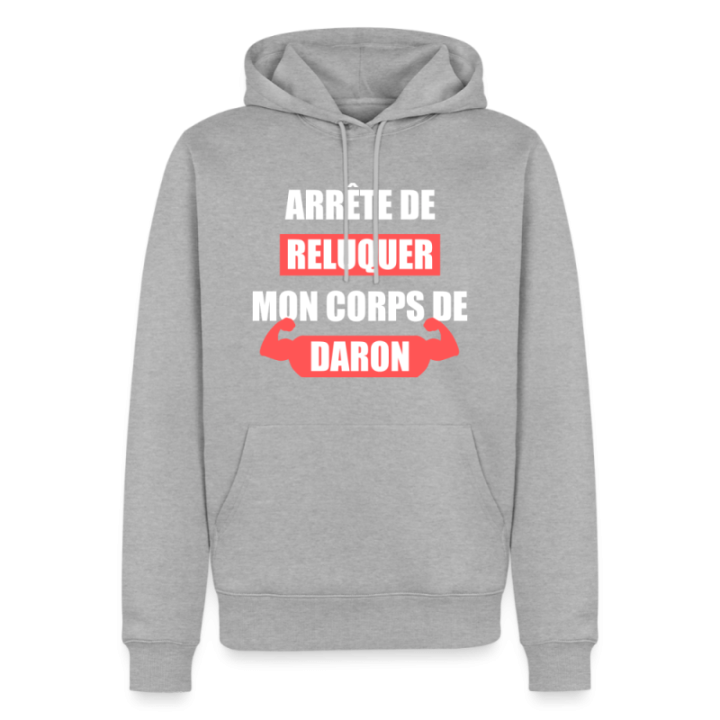 Sweat-shirt à capuche premium homme - Mon corps de daron - gris chiné - front