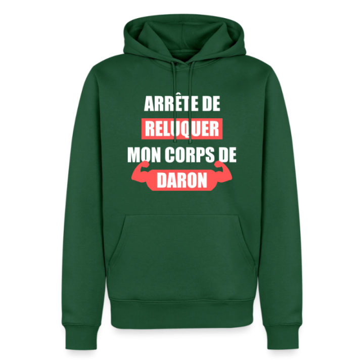 Sweat-shirt à capuche premium homme - Mon corps de daron - vert bouteille - front