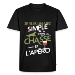 T-shirt premium homme - Un mec simple: Chasse et apéro - noir - front