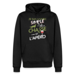 Sweat-shirt à capuche premium homme - Un mec simple: Chasse et apéro