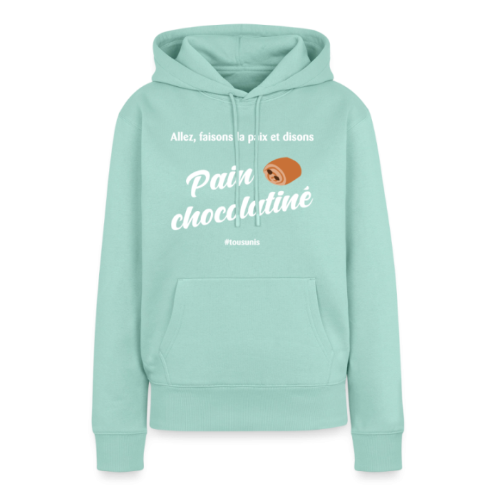 Sweat-shirt à capuche premium femme - Pain au chocolat Vs Chocolatine - menthe  - front