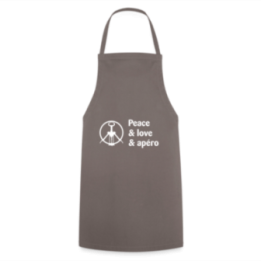 Tablier de cuisine - Peace Love Apéro - gris - front