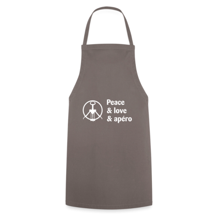 Tablier de cuisine - Peace Love Apéro - gris - front