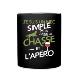 Mug uni - Un mec simple: Chasse et apéro - noir - front