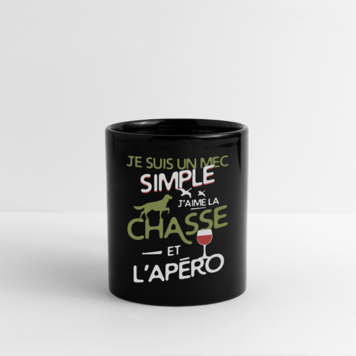Mug uni - Un mec simple: Chasse et apéro - noir - front