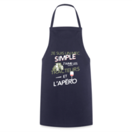 Tablier de cuisine - Un mec simple: Tracteurs et apéro - marine - front