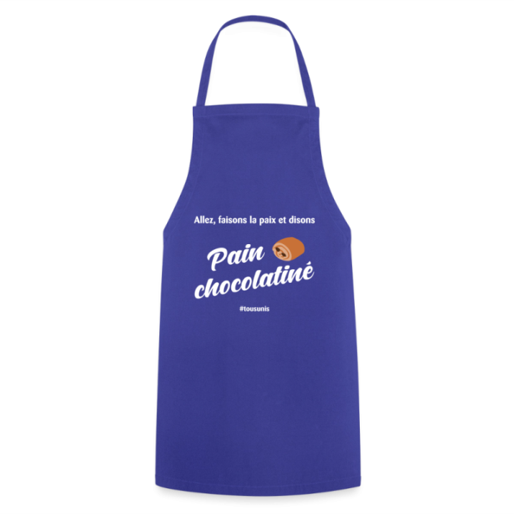 Tablier de cuisine - Pain au chocolat Vs Chocolatine - bleu royal - front