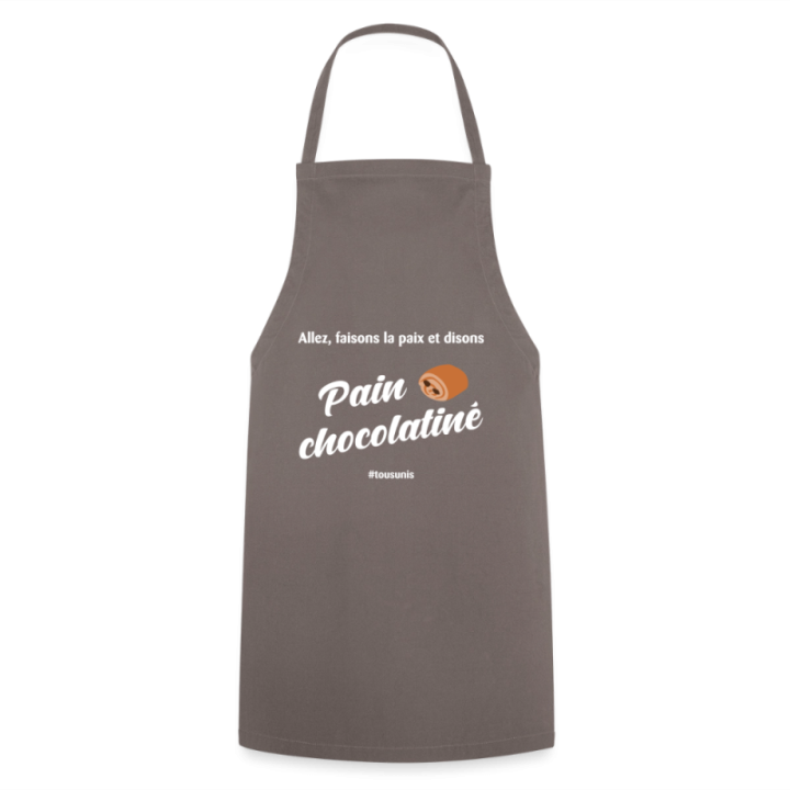 Tablier de cuisine - Pain au chocolat Vs Chocolatine - gris - front