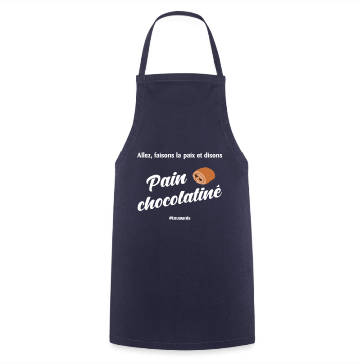 Tablier de cuisine - Pain au chocolat Vs Chocolatine - marine - front