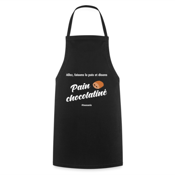Tablier de cuisine - Pain au chocolat Vs Chocolatine - noir - front