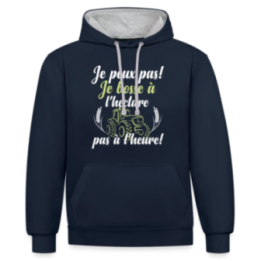Sweat-shirt à capuche contrasté unisexe - Je peux pas