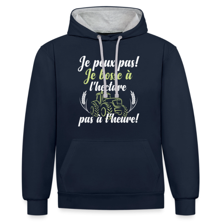 Sweat-shirt à capuche contrasté unisexe - Je peux pas