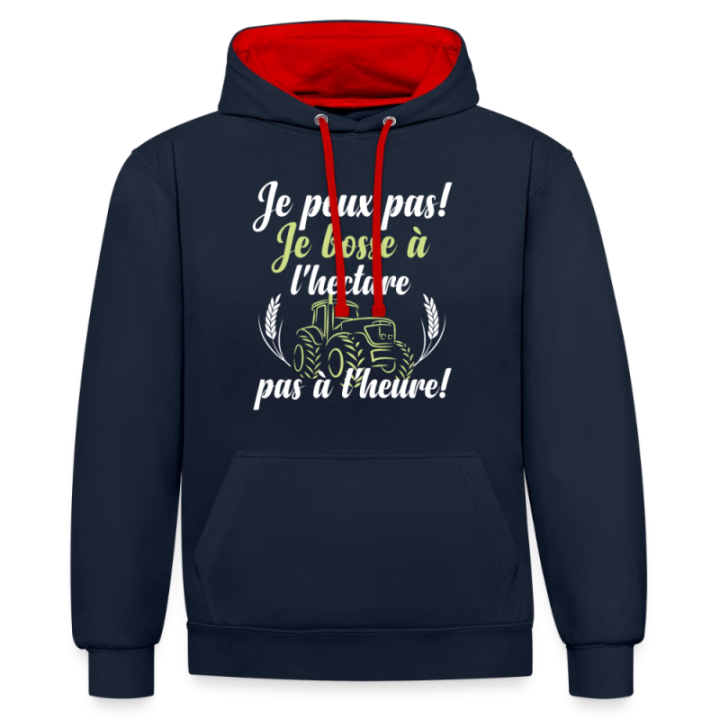 Sweat-shirt à capuche contrasté unisexe - Je peux pas