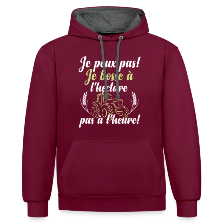 Sweat-shirt à capuche contrasté unisexe - Je peux pas