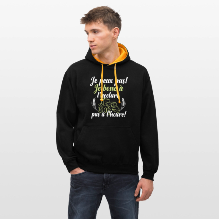 Sweat-shirt à capuche contrasté unisexe - Je peux pas