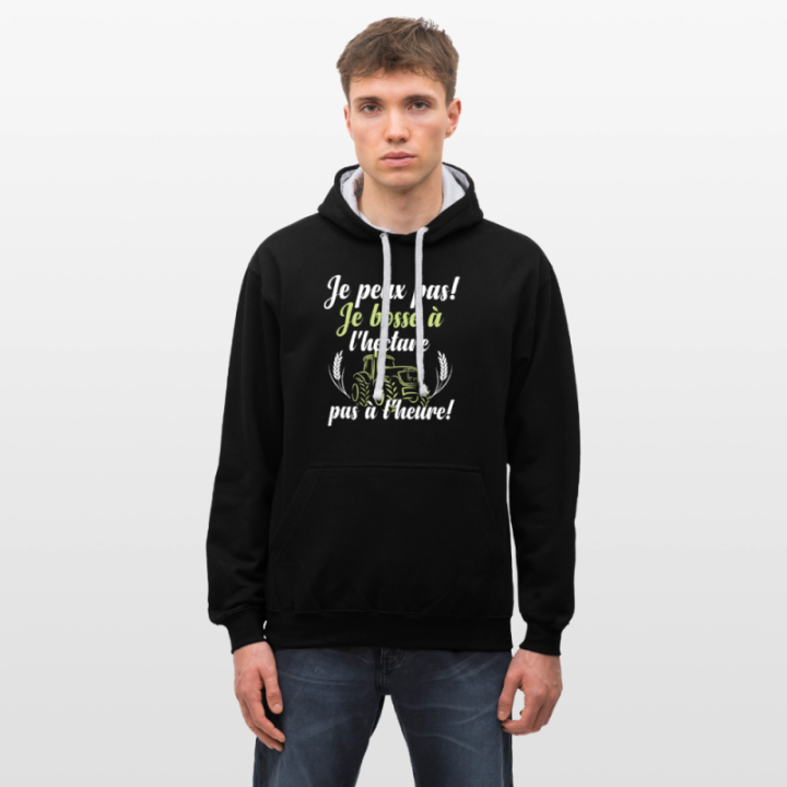 Sweat-shirt à capuche contrasté unisexe - Je peux pas