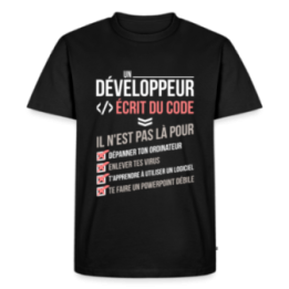 T-shirt premium homme - Un développeur écrit du code - noir - front