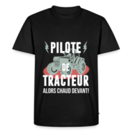 T-shirt premium homme - Pilote de tracteur - noir - front