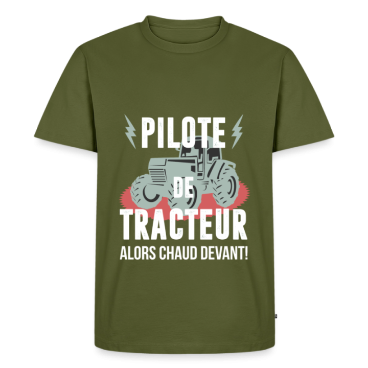 T-shirt premium homme - Pilote de tracteur - kaki - front