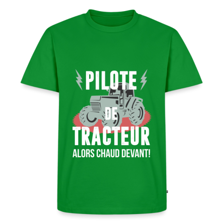T-shirt premium homme - Pilote de tracteur - vert - front