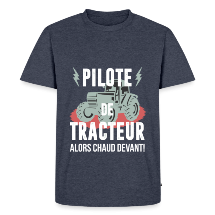 T-shirt premium homme - Pilote de tracteur - bleu jeans  - front