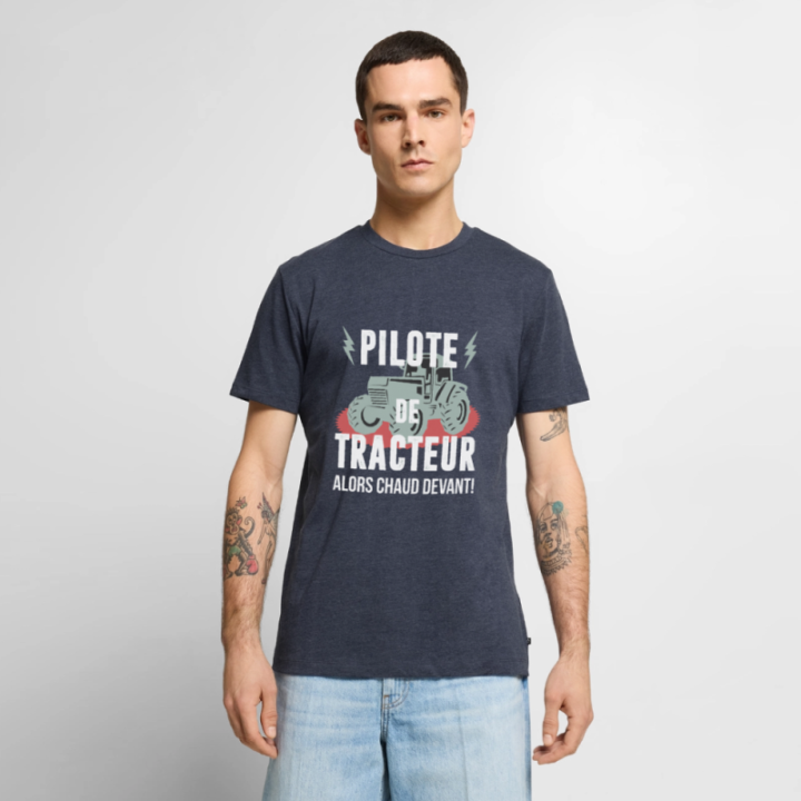 T-shirt premium homme - Pilote de tracteur - bleu jeans  - front
