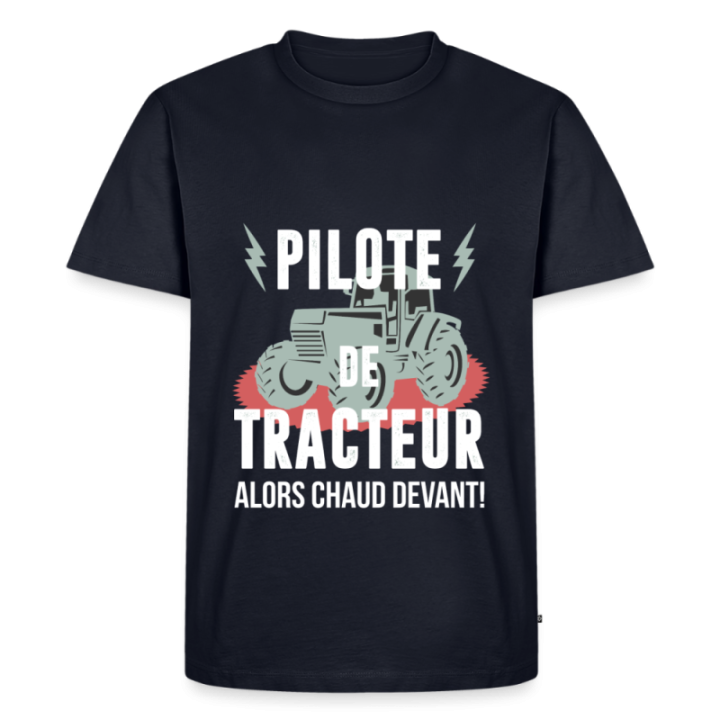 T-shirt premium homme - Pilote de tracteur - bleu marine - front