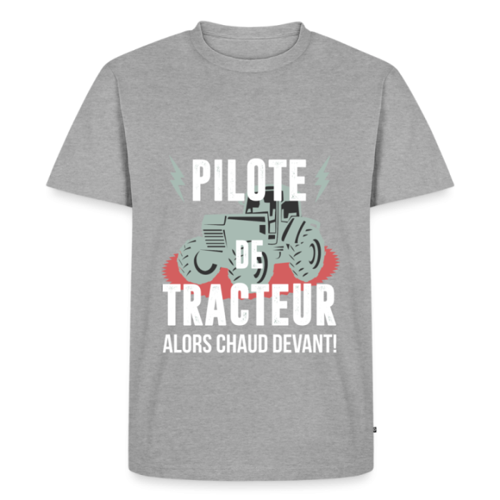 T-shirt premium homme - Pilote de tracteur - gris chiné - front