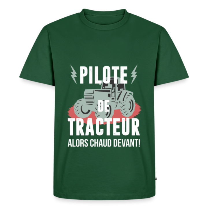 T-shirt premium homme - Pilote de tracteur - vert bouteille - front