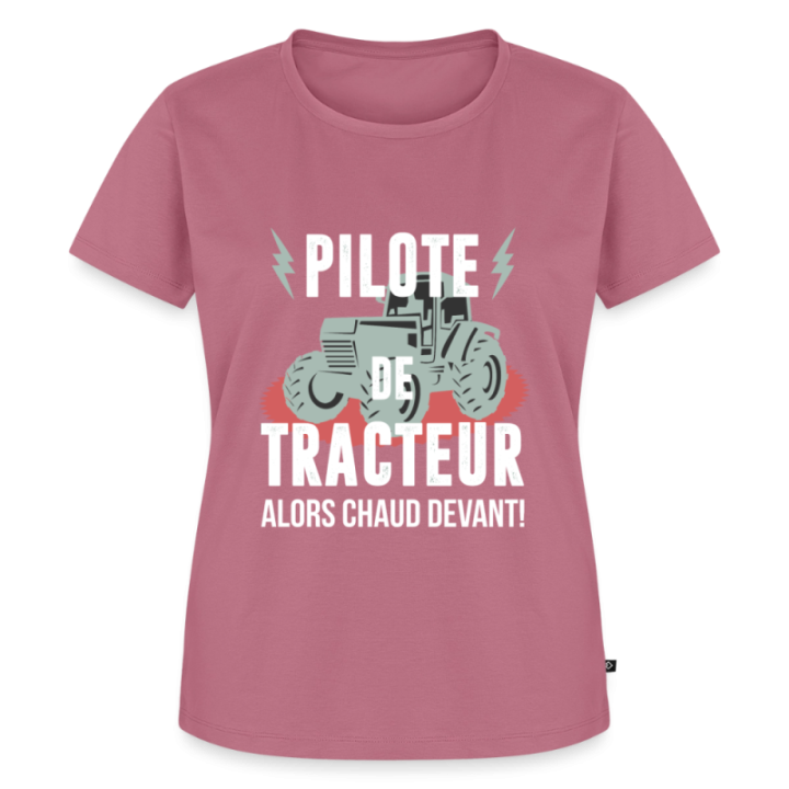 T-shirt premium femme - Pilote de tracteur - mauve - front