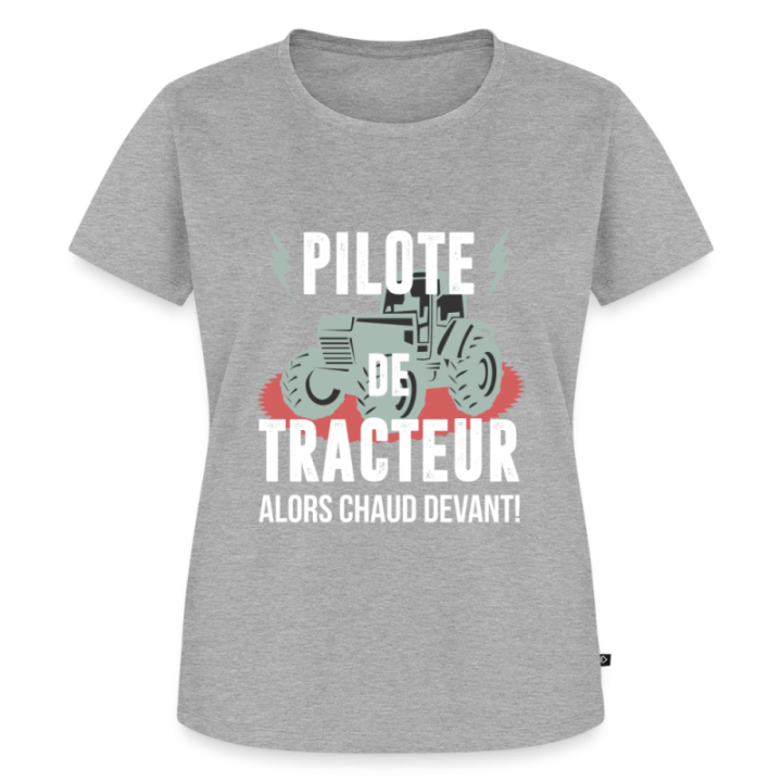 T-shirt premium femme - Pilote de tracteur - gris chiné - front