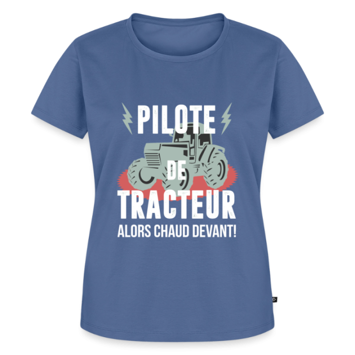 T-shirt premium femme - Pilote de tracteur - bleu pigeon - front