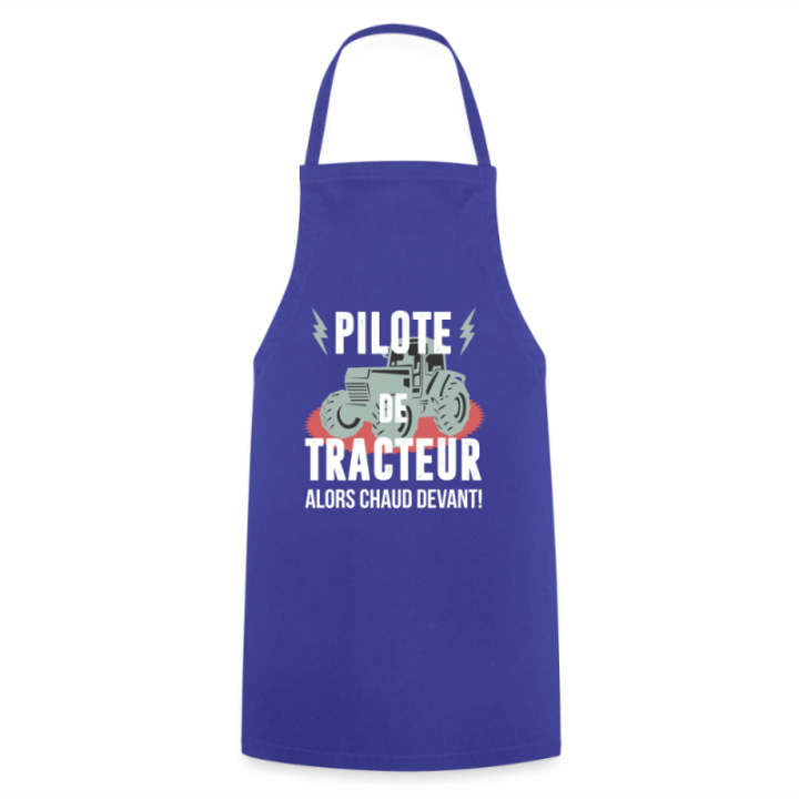 Tablier de cuisine - Pilote de tracteur - bleu royal - front