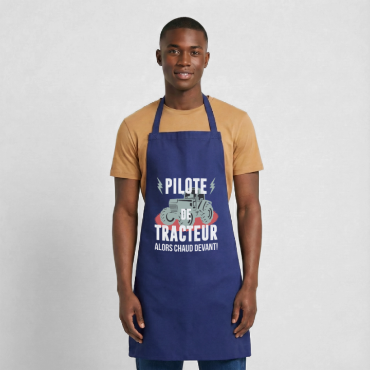Tablier de cuisine - Pilote de tracteur - bleu royal - front