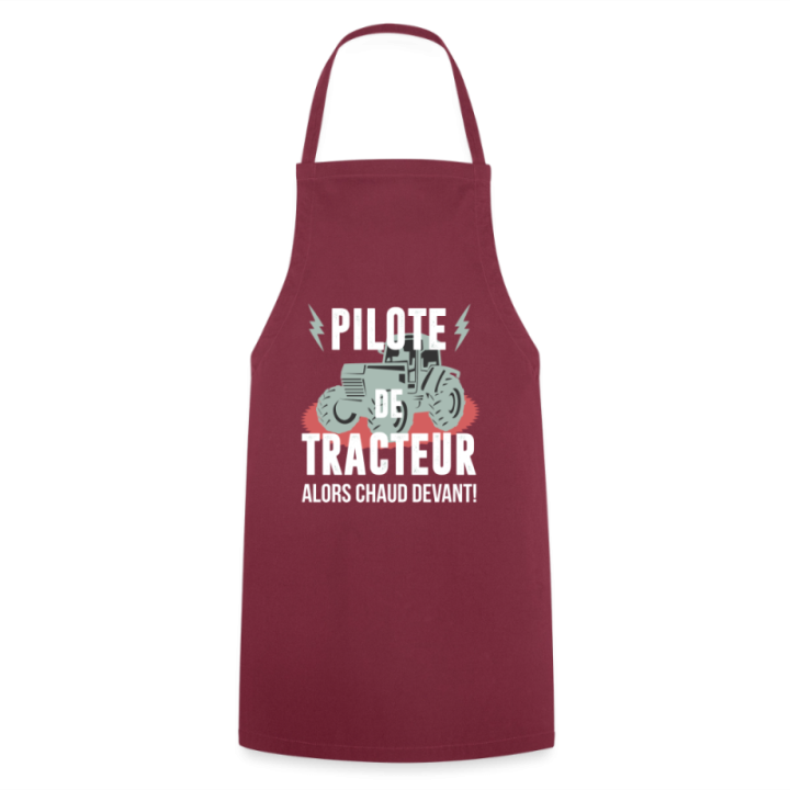 Tablier de cuisine - Pilote de tracteur - bordeaux - front