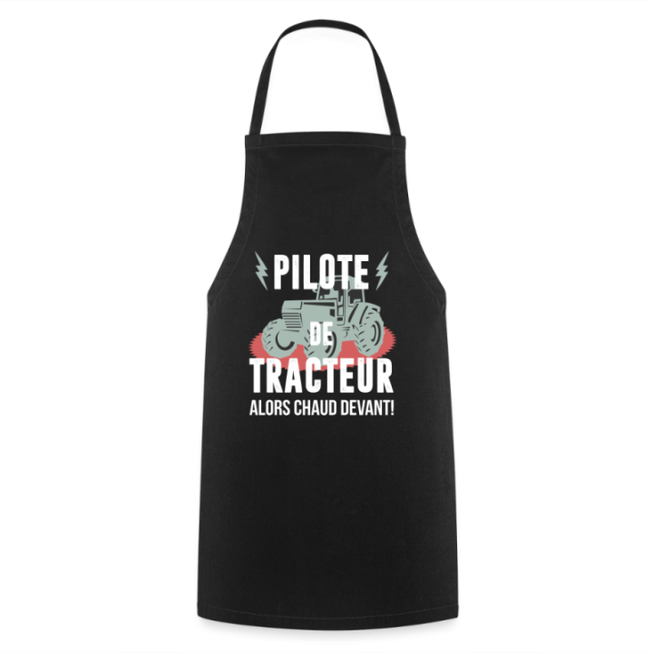Tablier de cuisine - Pilote de tracteur - noir - front