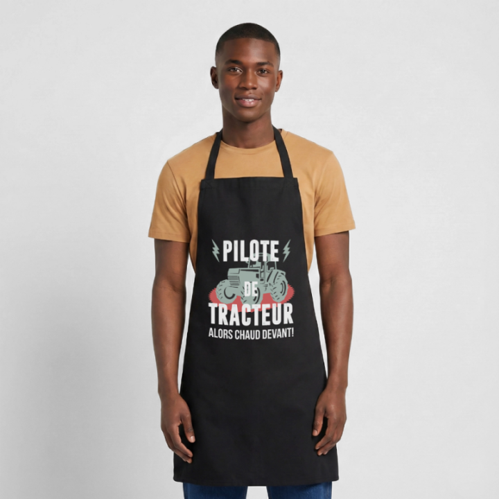 Tablier de cuisine - Pilote de tracteur - noir - front