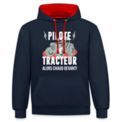 Sweat-shirt à capuche contrasté unisexe - Pilote de tracteur