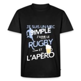 T-shirt premium homme - Un mec simple: Rugby et apéro - noir - front