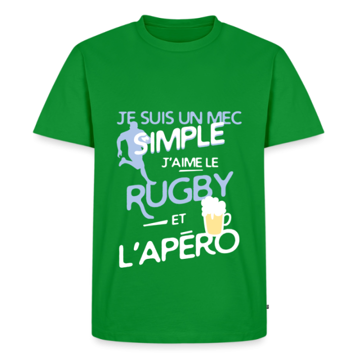 T-shirt premium homme - Un mec simple: Rugby et apéro - vert - front