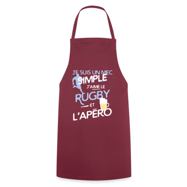 Tablier de cuisine - Un mec simple: Rugby et apéro - bordeaux - front