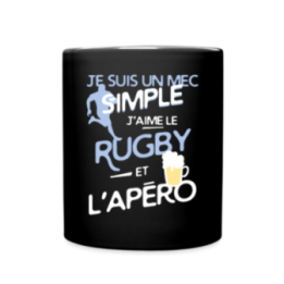 Mug uni - Un mec simple: Rugby et apéro - noir - front