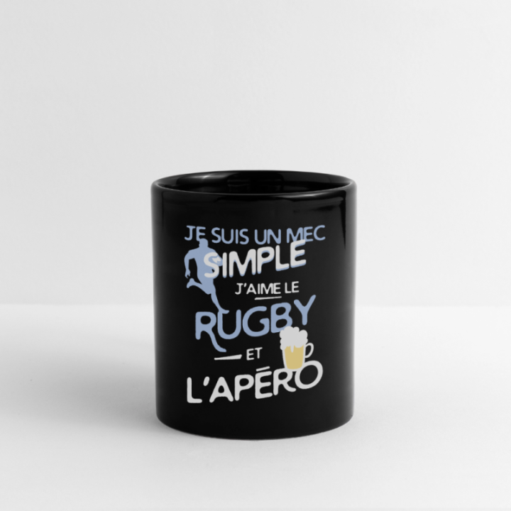 Mug uni - Un mec simple: Rugby et apéro - noir - front